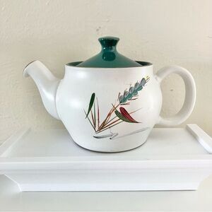 Denby Langley Green Wheat Oven-Proof Hand Painted Signed 6 Cup Teapot